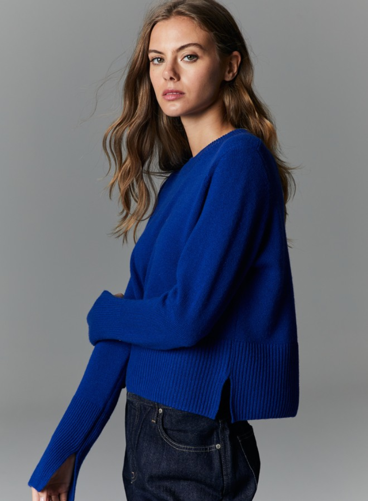 Boxy Crew Sweater w/ Slits