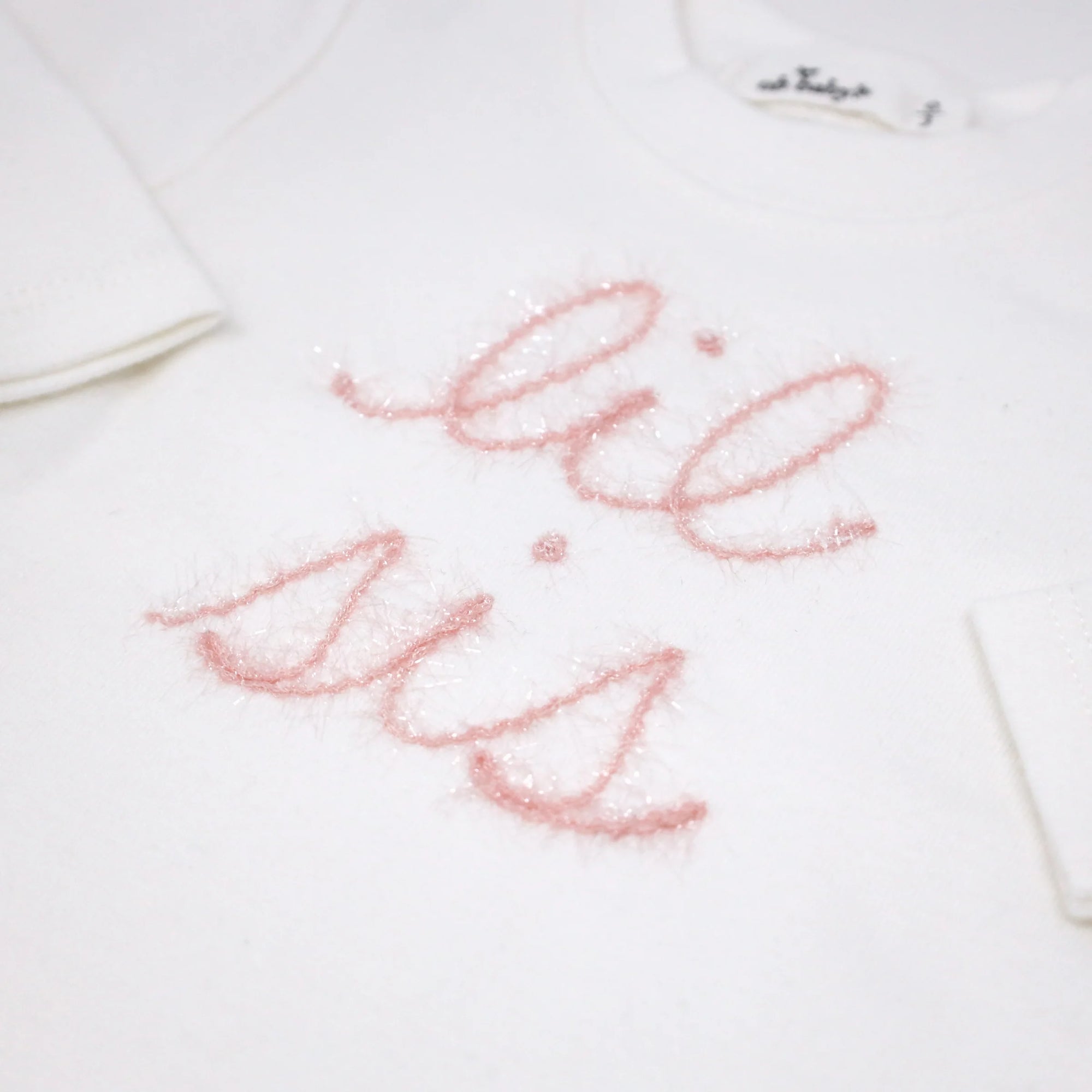 "Lil Sis" Pink Sparkle Embroidered Set