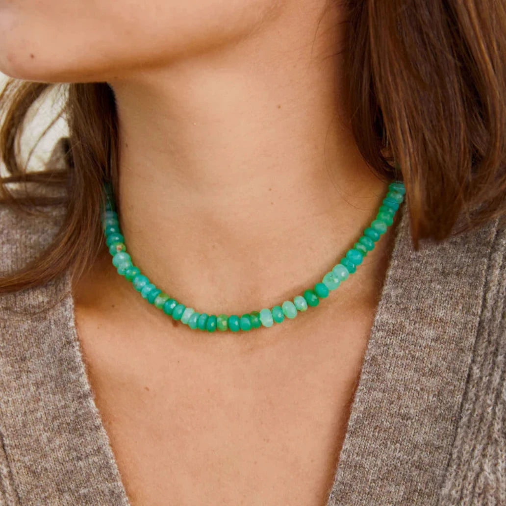 Teeny Green Chrysoprase﻿ Gemstone Necklace