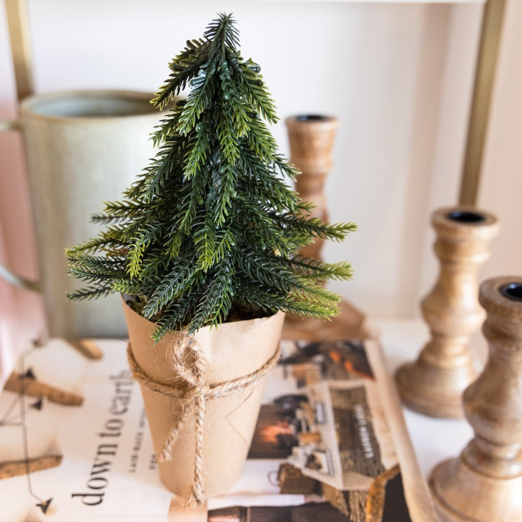 Faux Tree w/ Paper Wrapped Pot