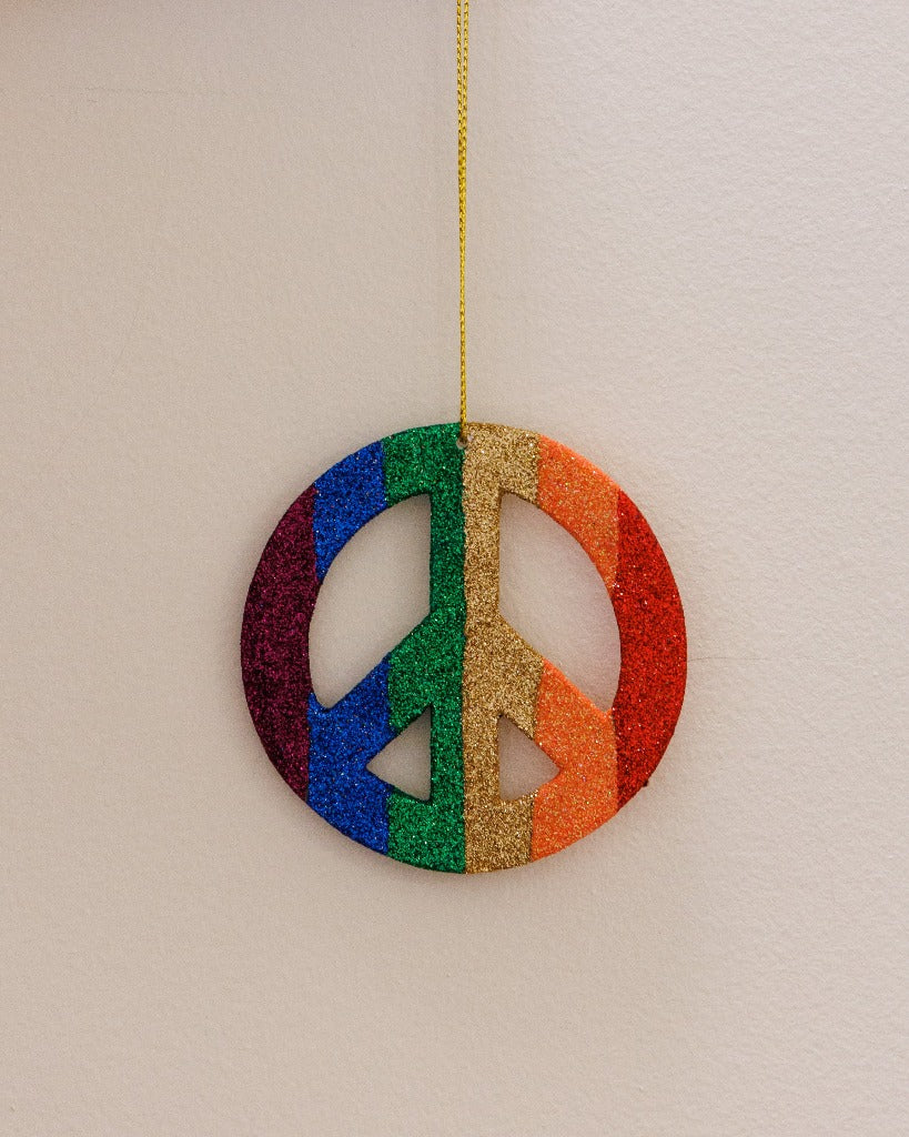 Glittered Peace Sign Ornament